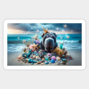 Stitch and the Star Fish on the Beach Sticker